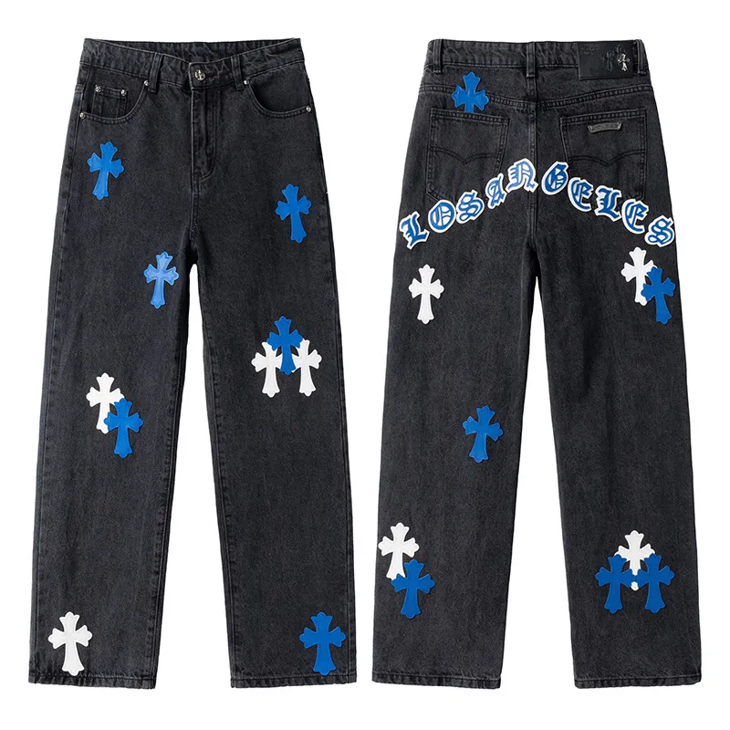 P260 💰 (top version) chrome hearts ss25 black pants blue leather Sanskrit leather limited edition leather jeans. Styles with different washed textures are very friendly to people with thin legs and thick legs. The slightly flared version is very flattering to the leg shape. The moderate length is timeless and easy to match. It is the basis of various styles and a must-have in the wardrobe! The fabric is stiff but also makes the upper body soft without losing texture. The washing process is even more perfect. It is a must-have item for everyone! ! !   Color: black Size: 30-32-34-36 30 32 34 36 Waist circumference 80 85 90 95 Sitting circumference 105 130 115 120 Foot opening 46 47 48 49 External length 102 103 104 105